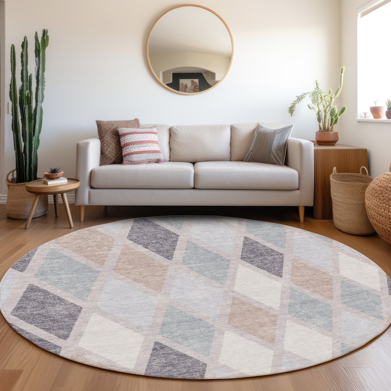 Premium Washable Super Soft Mosaic Diamonds Mayfield Rug - Lavender - 8' x 8'