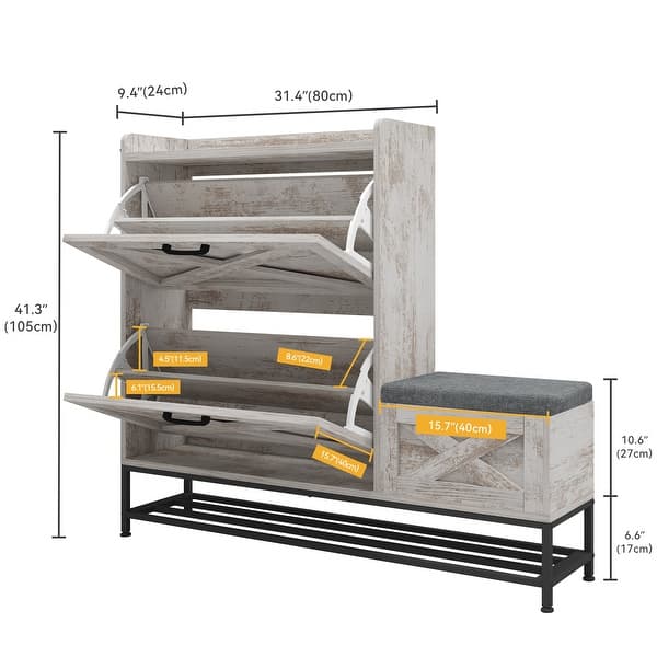 dimension image slide 7 of 8, Moasis Shoe Storage Cabinet with Drawers Entryway Shoe Storage