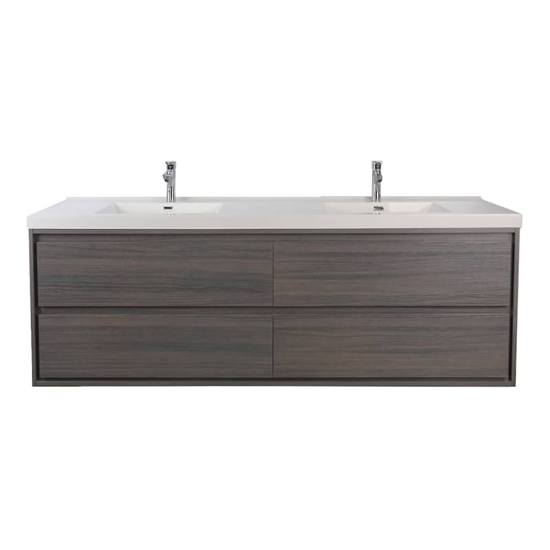 Sage 60" wall mounted bathroom vanity with double basin acrylic top