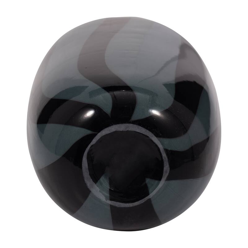 Glass Modern Striped Decorative Vase - Black