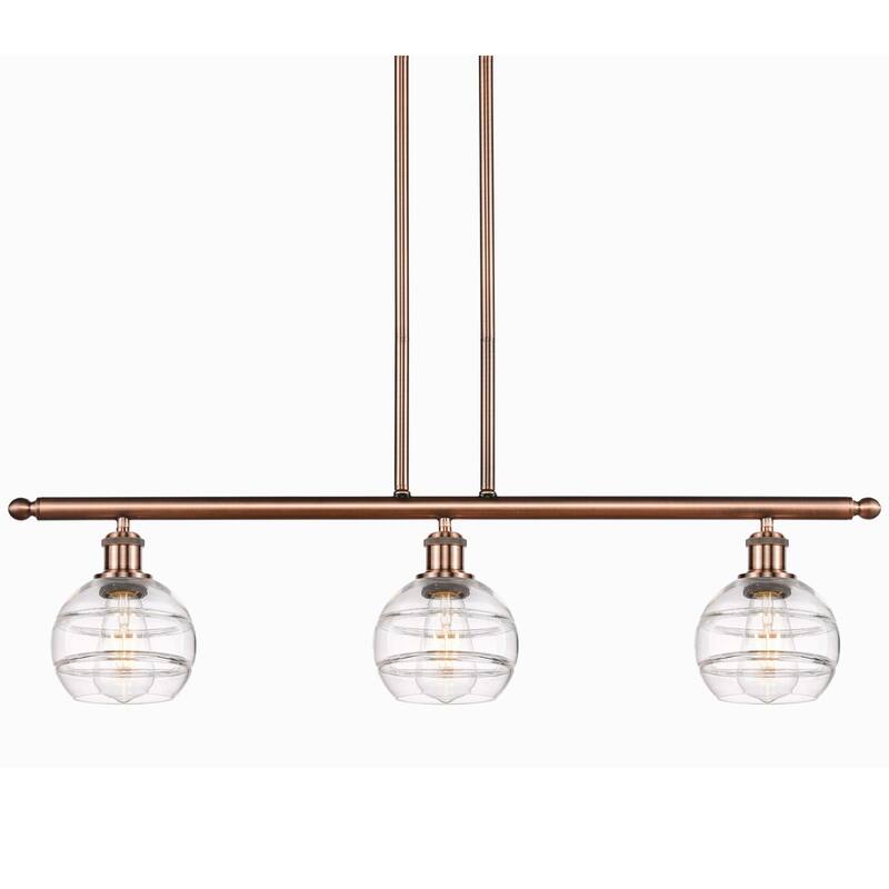 Innovations Lighting 516-3I-9-36 Rochester Pendant Rochester 3 Light - Antique Copper / Clear