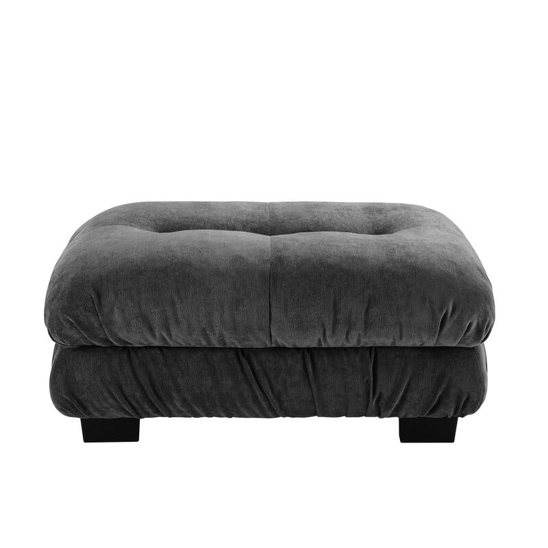 Free Combination Modular Chenille Sectional Sofa Comfy Cloud Couch for Living Room - Ottoman - Grey