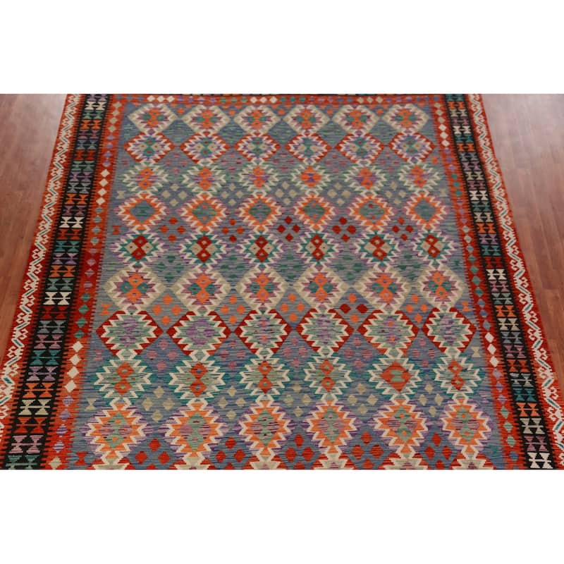 Reversible Kilim Oriental Area Rug Flatweave Home Decor Wool Carpet - 9'9"x 12'7"