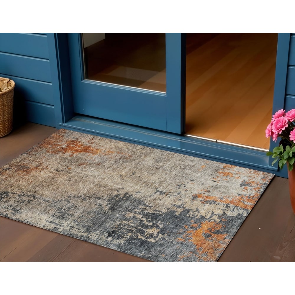 HomeRoots Abstract Transitional Rectangle Outdoor Rug