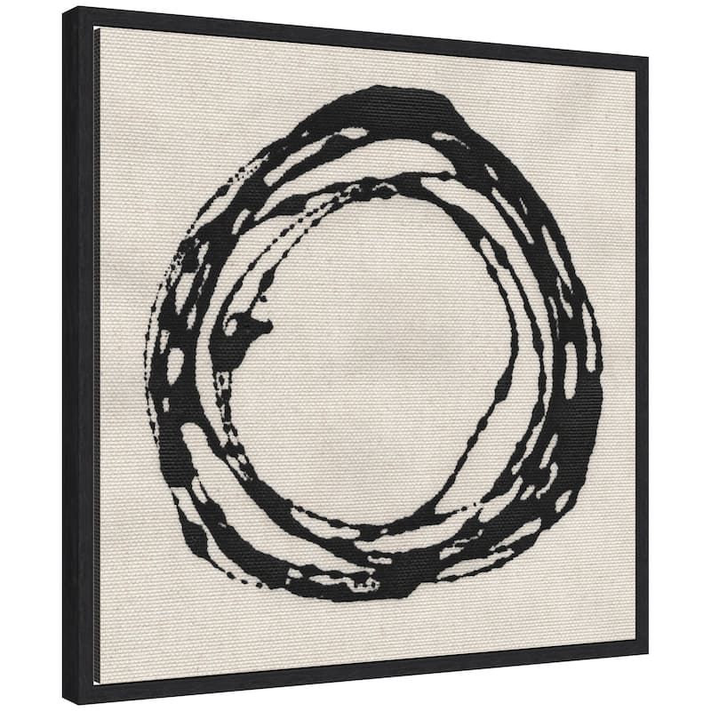 Kate and Laurel Sylvie Flowing Circle Abstract 2 Framed Canvas by The Creative Bunch Studio - 22x22 - Black