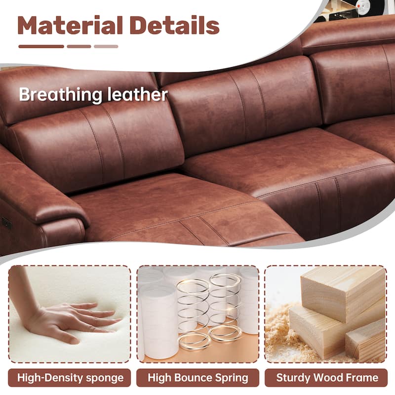 Power Recliner 6-Piece Sectional Sofa with Storage Console