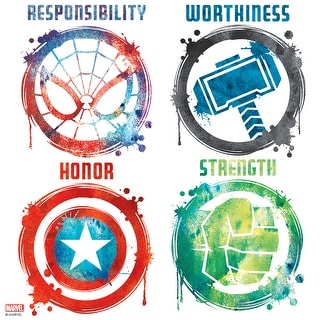 Red & Green & Blue Marvel Icons Wall Decals by RoomMates