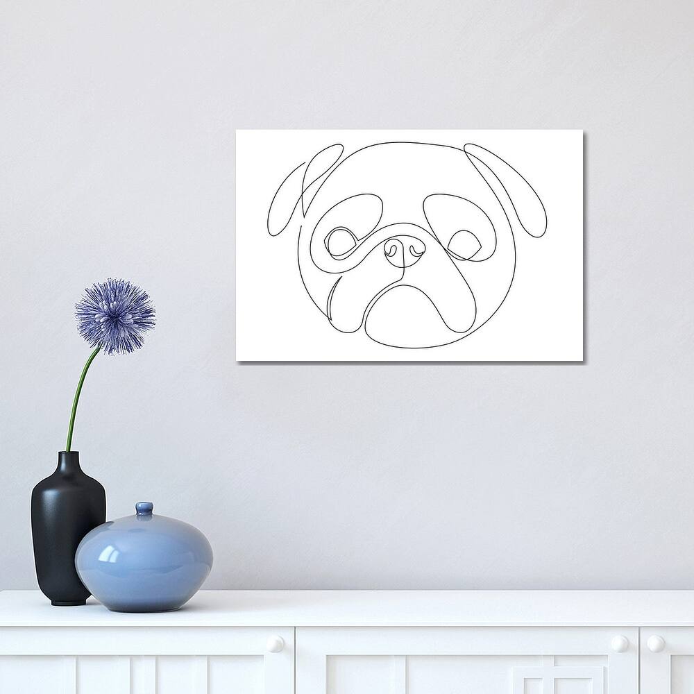 iCanvas "Pug - One Line Dog Portrait" by Addillum Canvas Print