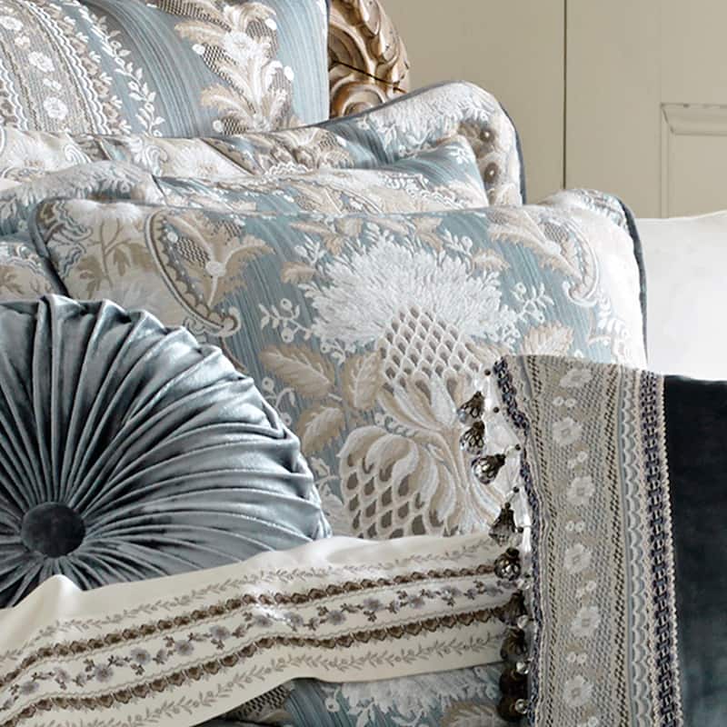 J. Queen New York Crystal Palace 18" Decorative Throw Pillow - Accent - Polyester - French Blue