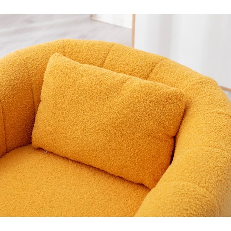 Ebello Oversize Velvet Swivel 360° Rotation Barrel Comfy Round Armchair With Pillow For Living Room Bedroom