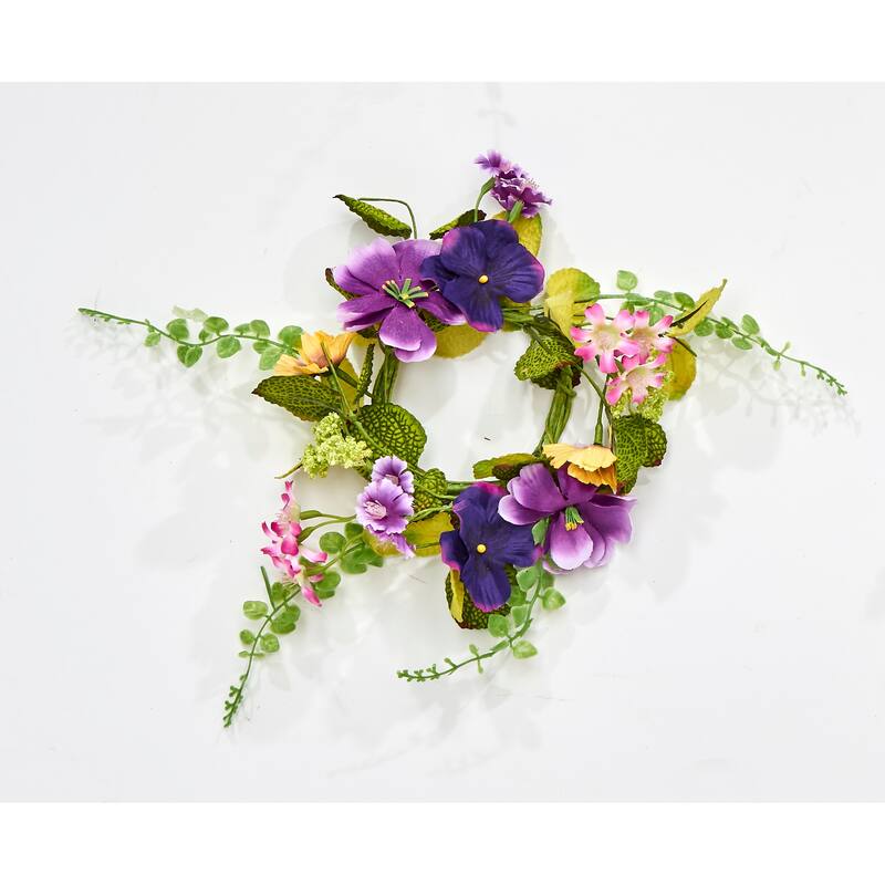 3.25" Purple Pansy Candle Ring, Set of 2 - 10