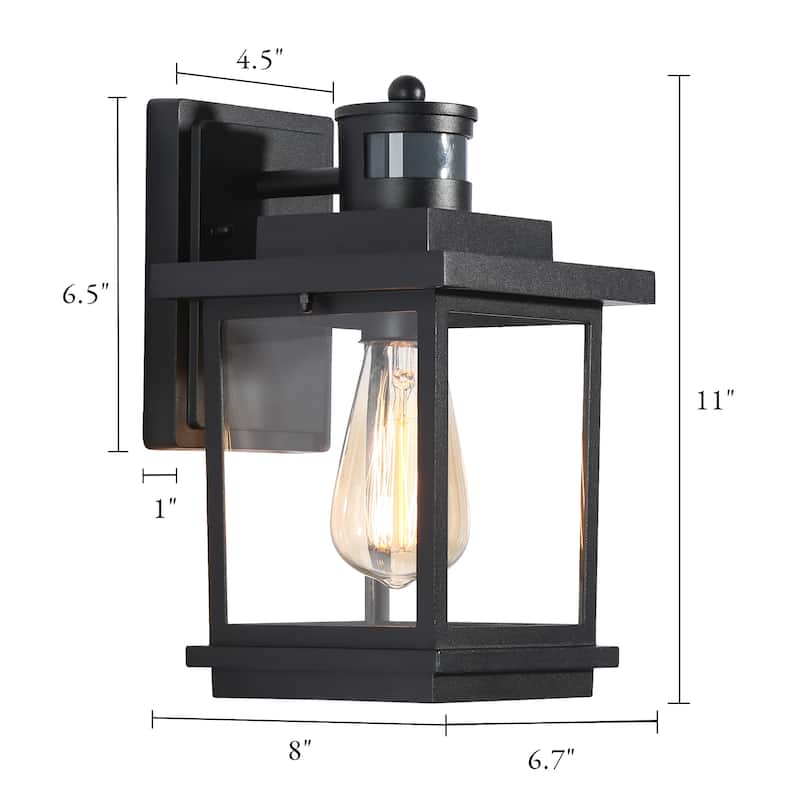 Modern Farmhouse Black 1-Light Wall Sconces Traditional Porch Patio Wall Lamps - L6.7"* W8"* H11"