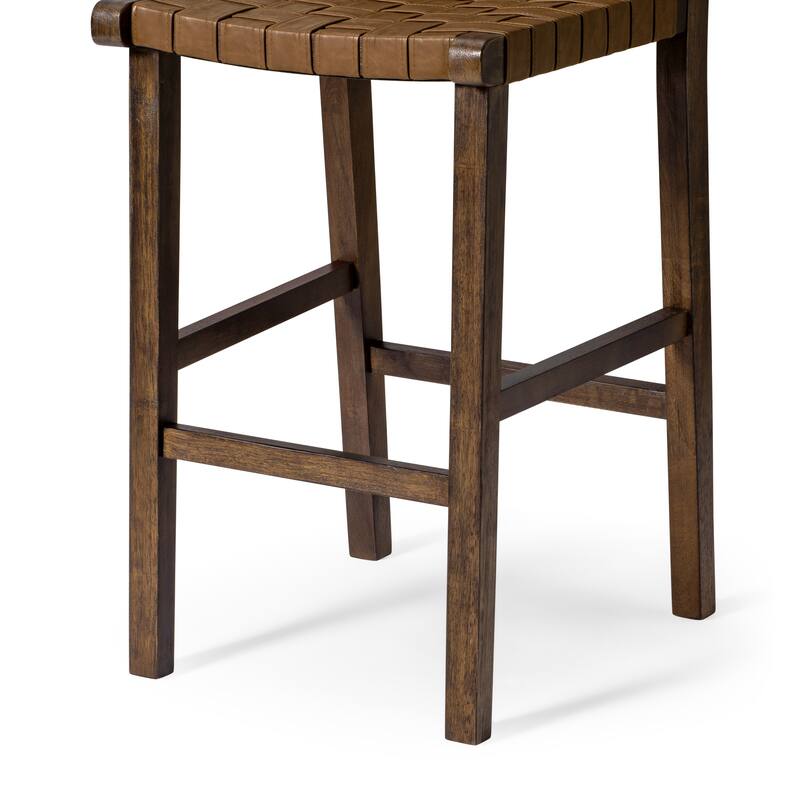 Maven Lane Noah Kitchen Dining Stool with Vegan Leather