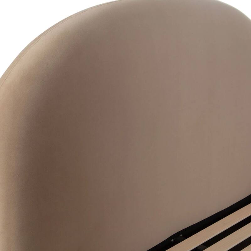 Feny Queen Size Bed w Arch Headboard, Camel Brown Velvet Upholstery