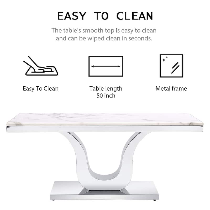 Modern Coffee Table 48 inch White Rectangle Living Room Tea Table for Living Room Guest Hall Reception Room