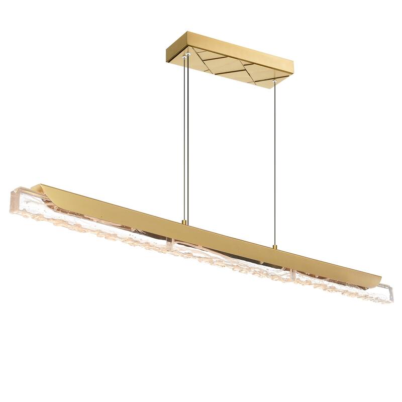 Valira Integrated LED 48in Brass Chandelier with Handcrafted Glass