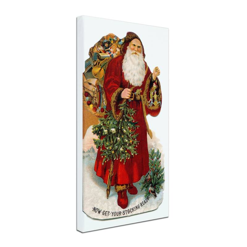 Vintage Apple Collection 'Christmas Stocking Santa' Canvas Art