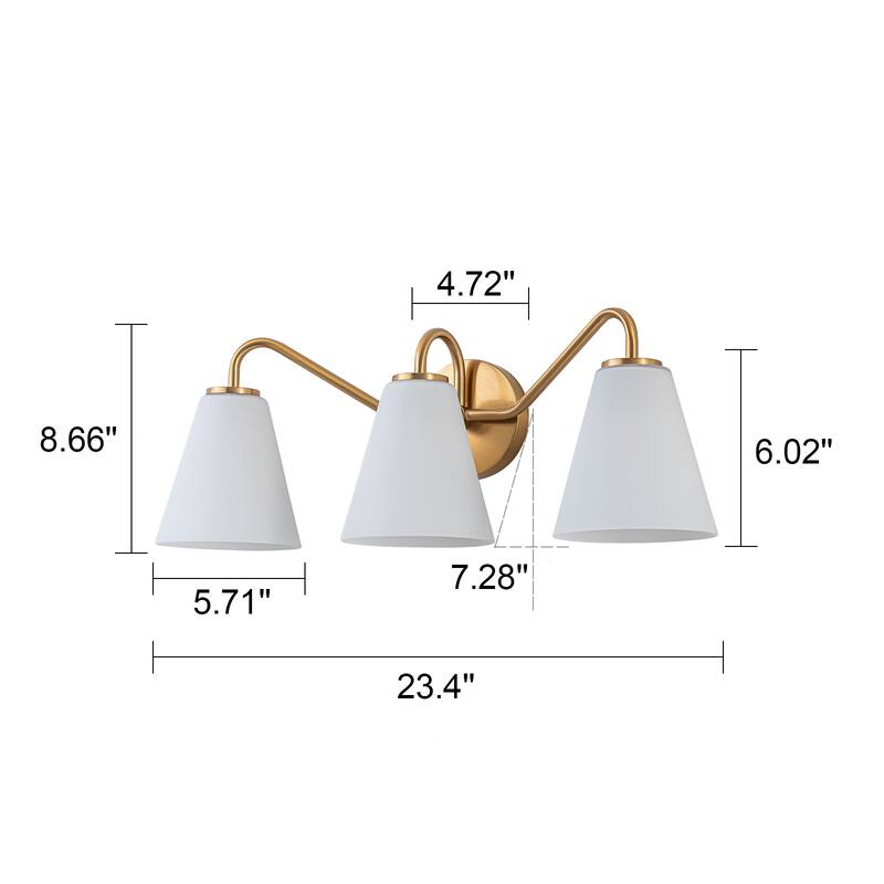 3-Light Bathroom Vanity Light with Frosted Glass