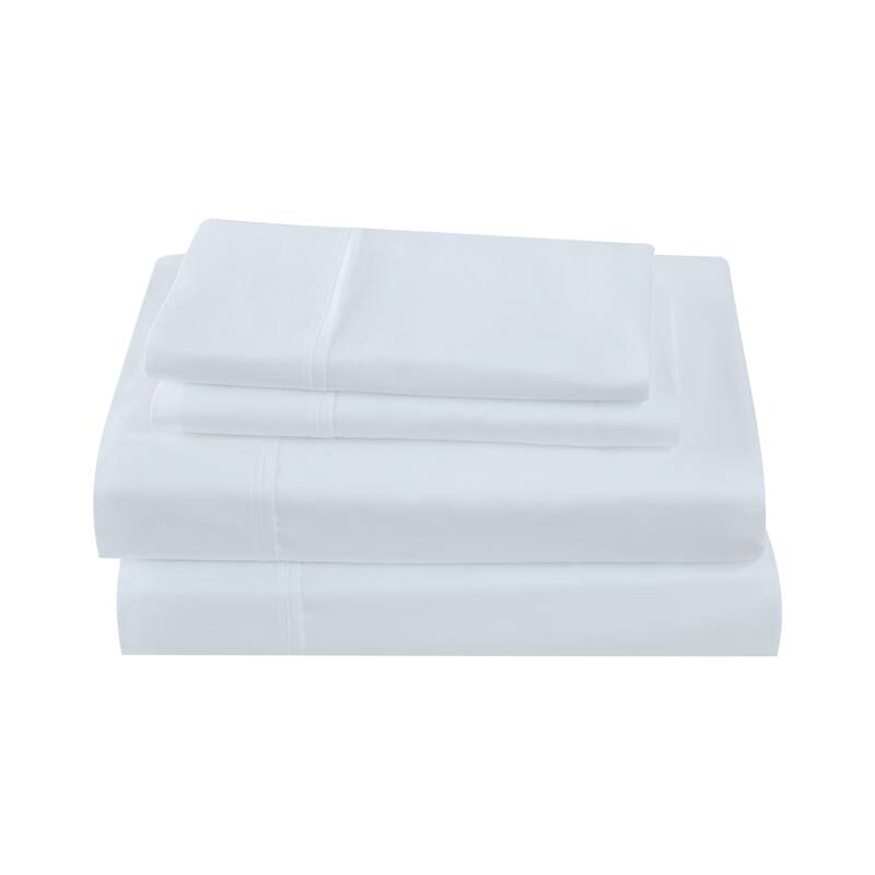 Brooklyn Loom Solid Cotton Percale Bed Sheet Set - King - White