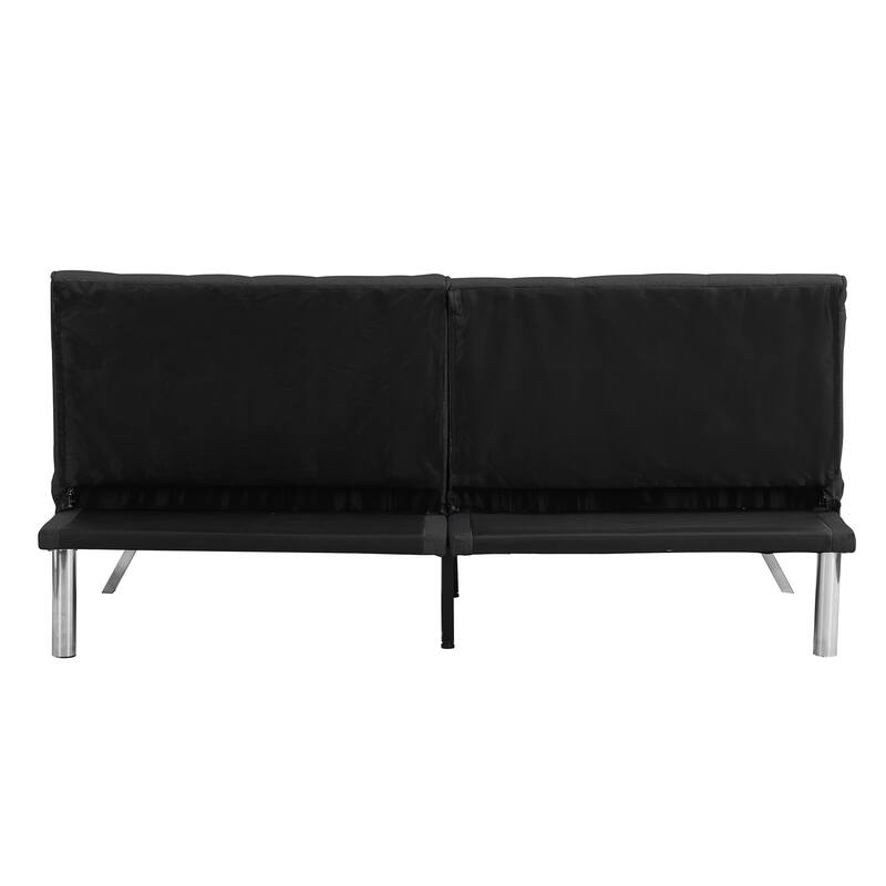 Multifunctional Black Fabric Futon Sofa Bed, 68x33x32 inches