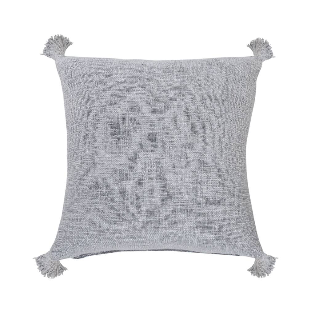 20" Gray Solid Hand Woven Square Throw Pillow