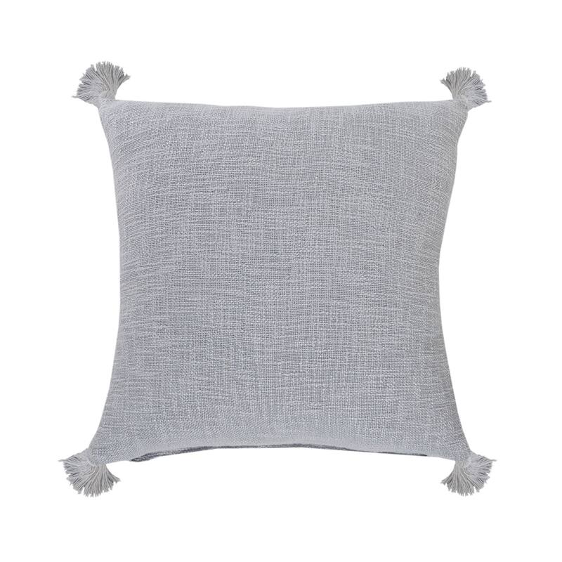 20" Gray Solid Hand Woven Square Throw Pillow