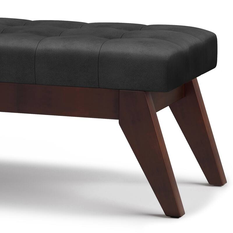 Mid Century Tufted Ottoman Bench - Black