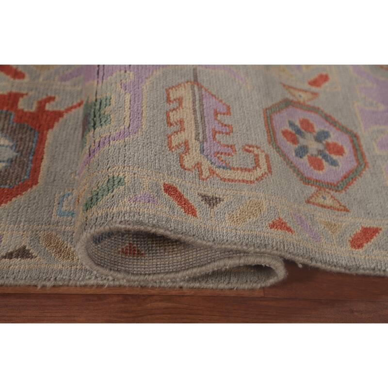 Oushak Area Rug Handmade Transitional Grey Wool Carpet - 7'10"x 9'11"