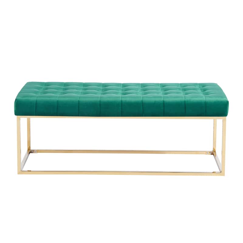 Porthos Home Wenn Tufted Velvet Bench with Gold Chrome Legs