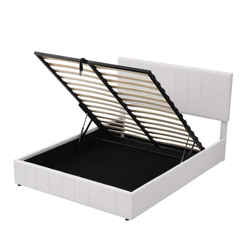 Upholstered Platform Bed with a Hydraulic Storage System