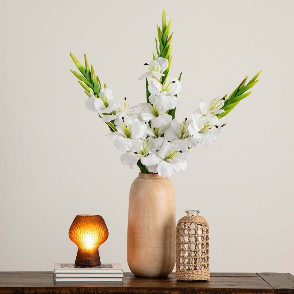 Floral Gladiolus Artificial Stem Sprays - 45" - Set of 3 - White