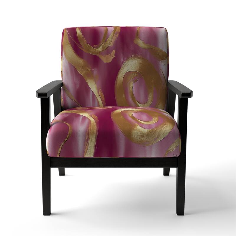 Designart "Mettalic Indigo And Gold II" Upholstered Abstract Accent Chair - Glam Arm Chair For Living Room