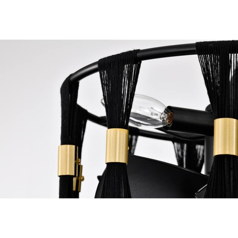 Matte Black and Gold 16 Inch Modern Fandelier