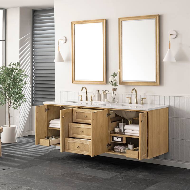 James Martin Vanities Laurent 72" Double Vanity, Light Natural Oak