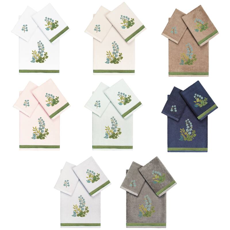 Authentic Hotel and Spa 100% Turkish Cotton Botanica 3PC Embellished Towel Set