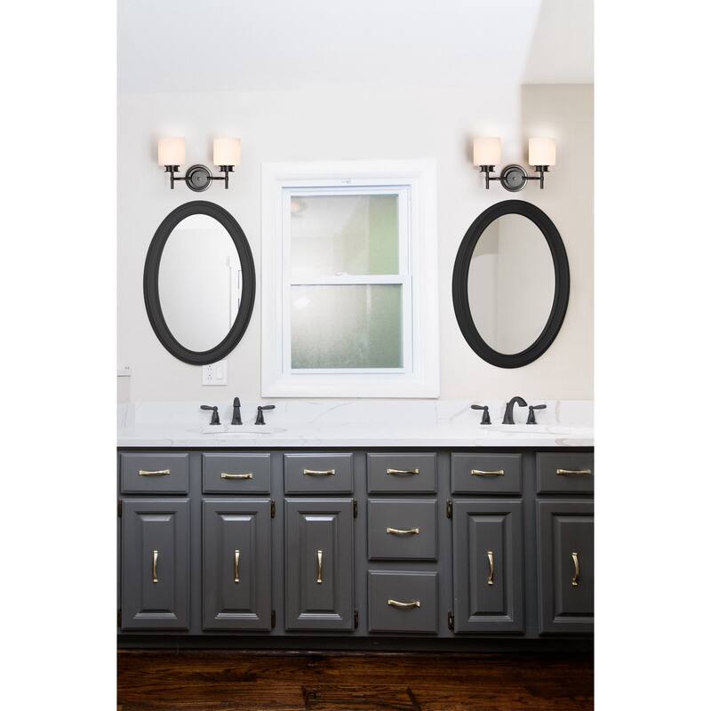 Warren 2 Light Vanity Gun Metal with Satin White Glass - Gun Metal