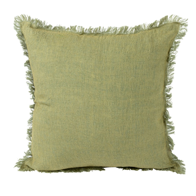 Stonewashed Linen Pillow with Fringe