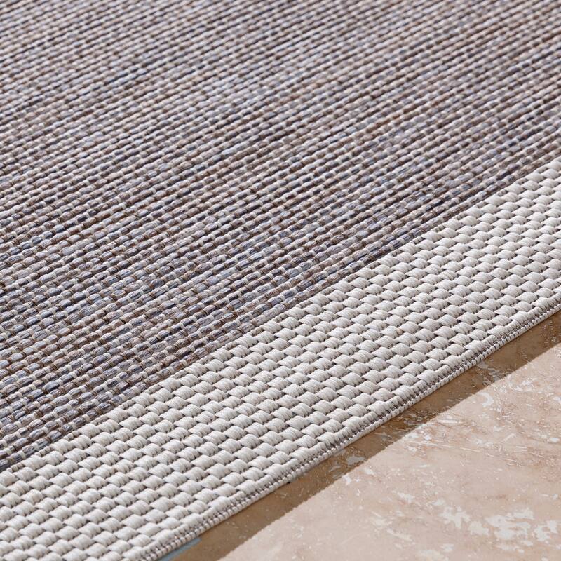 Cammie Solid Bordered Outdoor Area Rug