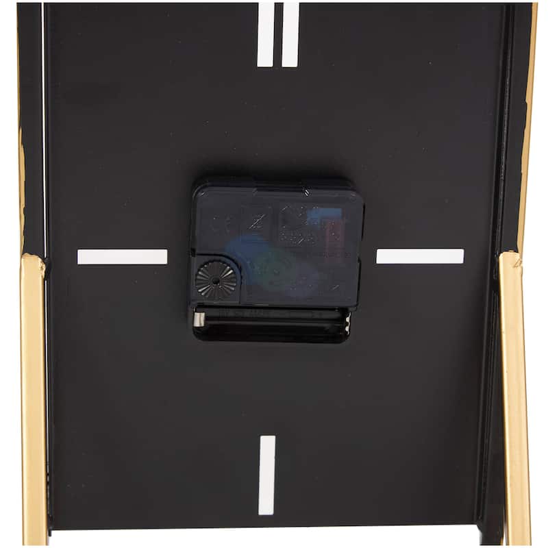 CosmoLiving by Cosmopolitan Black Metal Rectangular Angled Clock with Gold Accents and Cutout Tick Hour Markers (Set of 2)