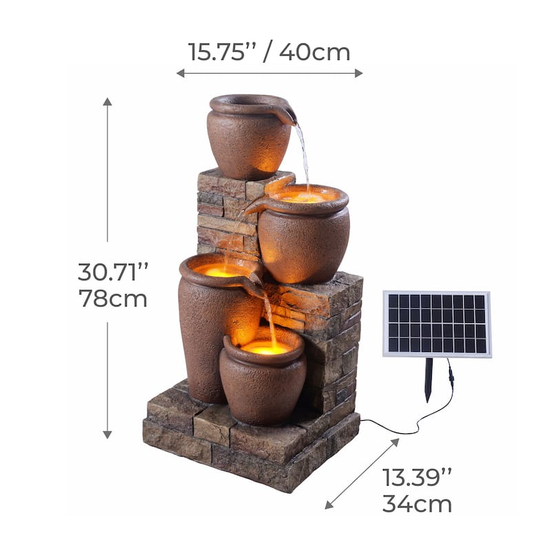 Teamson Home 30.71" 4-Tier Solar-Powered Outdoor Water Fountain