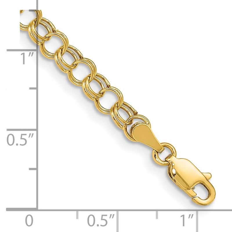Curata 10k Yellow Gold 5mm Hollow Double Link Charm Bracelet Options: 6" 7" 8"