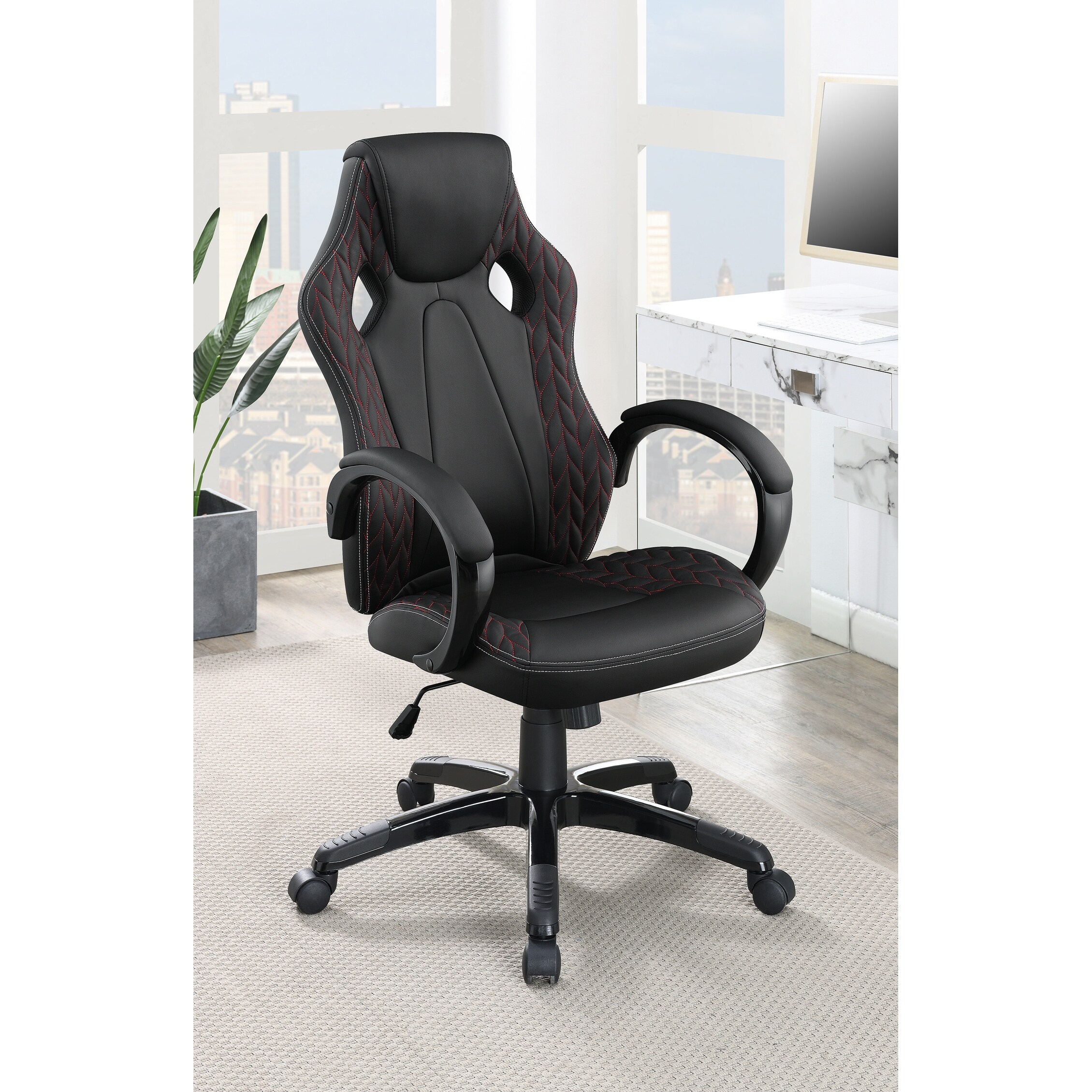 Norset Black Arched Armrest Upholstered Office Chair Bed Bath
