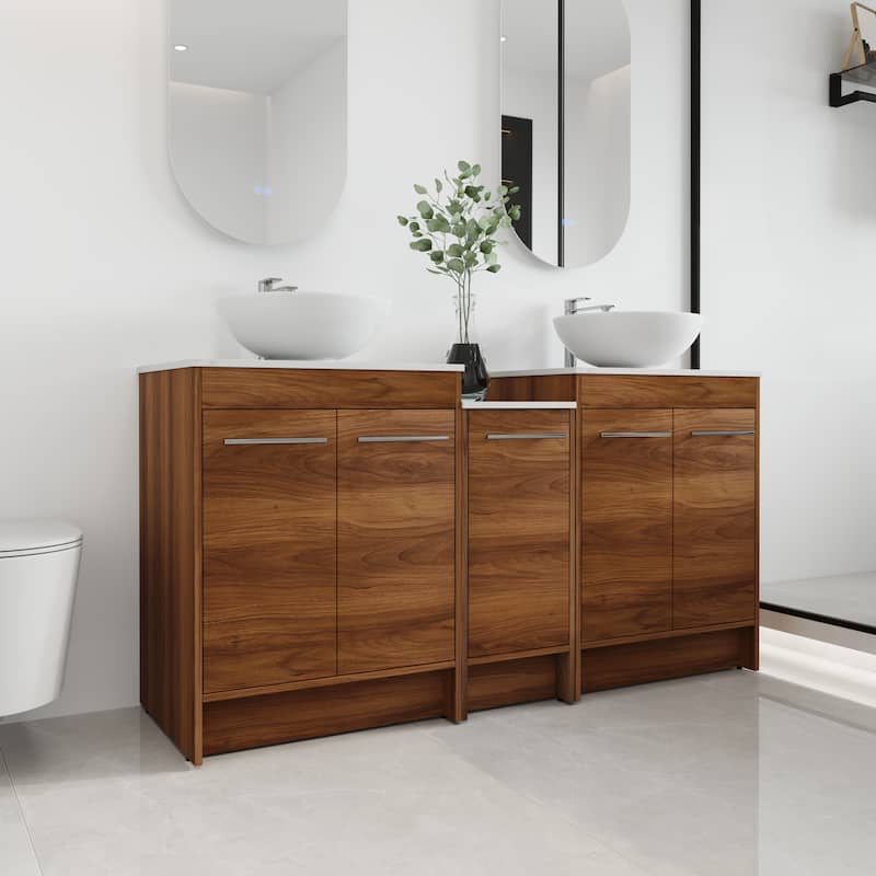 Malwee 24"/36"/48"/60" FreeStanding Bathroom Vanity, Floor Stand Bathroom Vanity with Ceramic Sink,Soft Close Door and Shelf