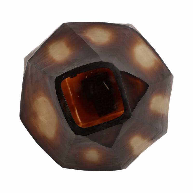 Glass Small Geometric Faceted Design Vase - Brown