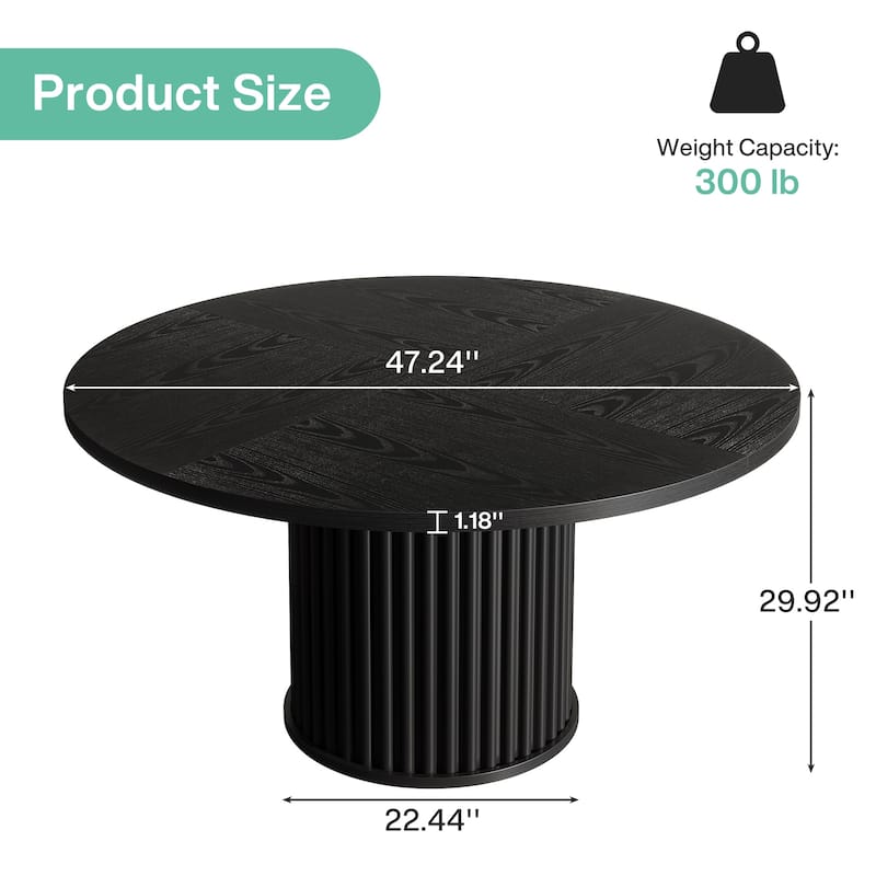 47 Inch Round Dining Table for 4-6 People - 47.24" W x 47.24" D x 29.92" H