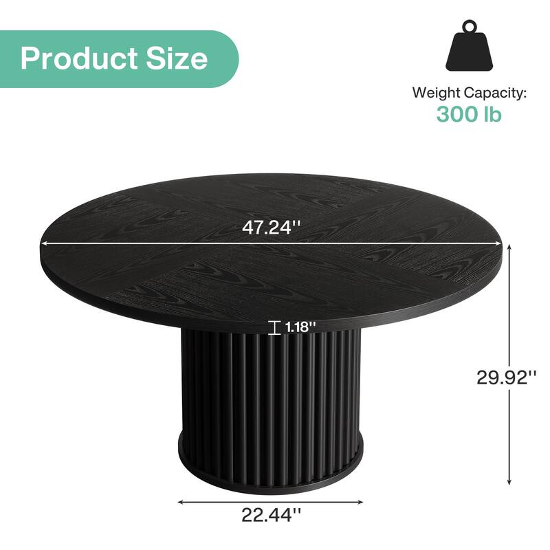47-inches Round Dining Table for 4-6, Modern Kitchen Table with Heavy Duty Base - 47.24" W x 47.24" D x 29.92" H
