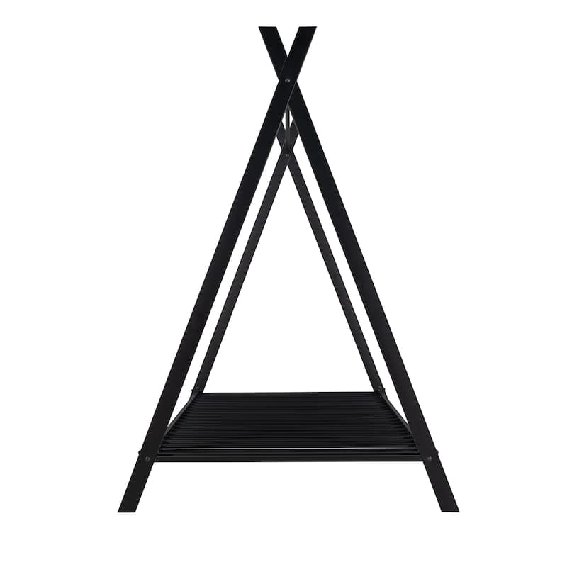 Black Twin over Twin Metal Bunk House Bed Frame with Built-in Ladder