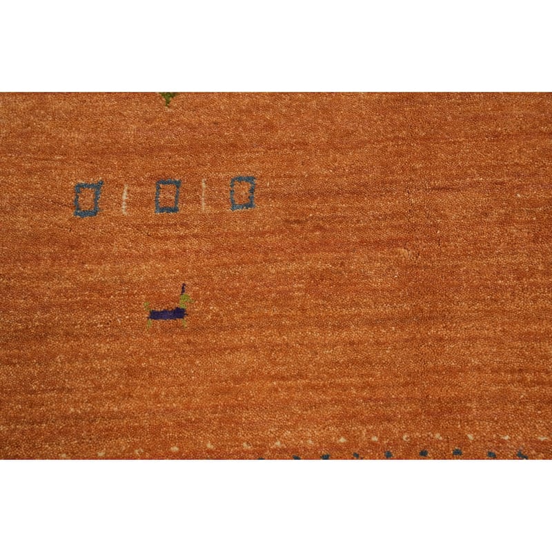 Hand Knotted Oriental 100% Wool Carpet Tribal Animal Pictorial Oranges & Rust Gabbeh Area Rug - 8' 0'' X 7' 8''