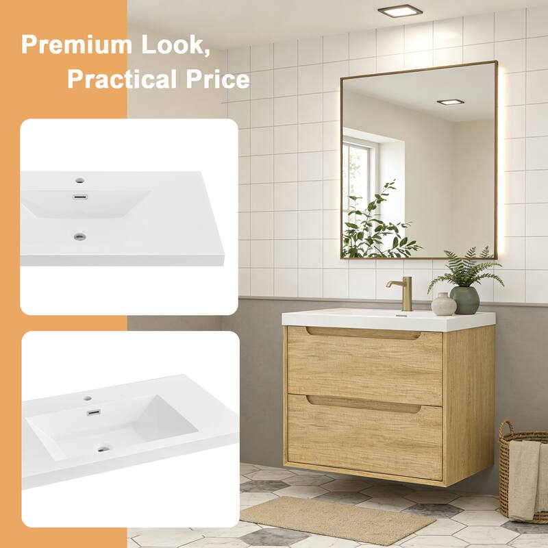Prismis 36" 48" Wall-Mount Premium Bathroom Vanity with Integrated Sink