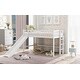 preview thumbnail 4 of 24, Twin Size Low Loft Bed with Ladder and Slide,Cottage Style Wooden Bed